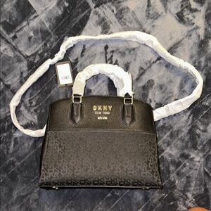 NWT Vintage DKNY NoHo Triple Compartment Satchel Black Monogram - Iconic Logo